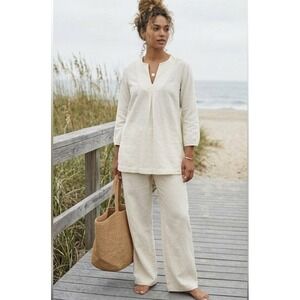 Patagonia Hempress Tunic Top Blouse Hemp Off White Women's 8 Lightweight Sheer